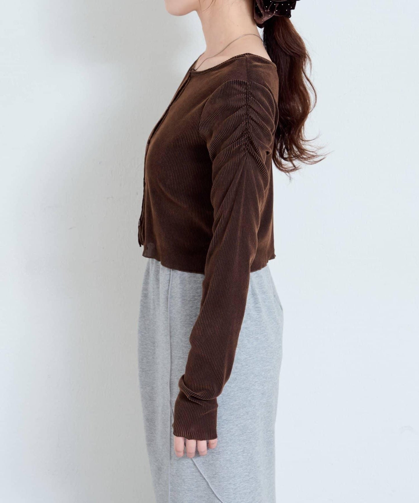 【/2尺碼可選】條紋天鵝絨植絨兩穿開衫