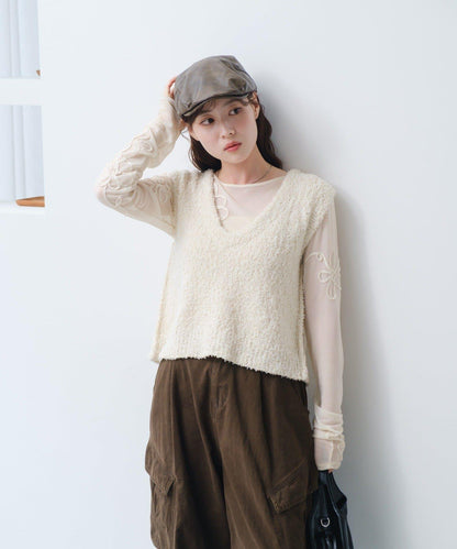 【/S.M尺碼可選】蝴蝶結紗線針織背心