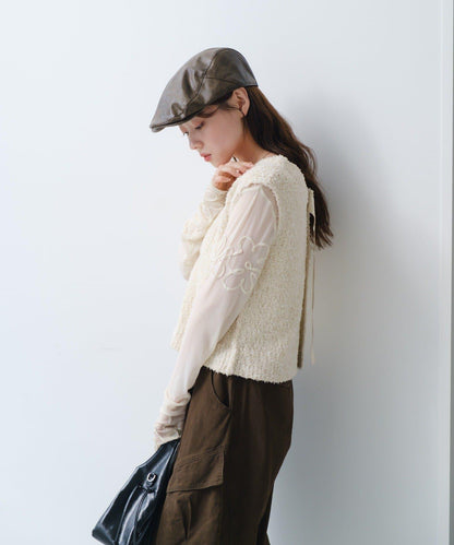 【/S.M尺碼可選】蝴蝶結紗線針織背心