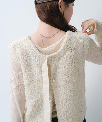 【/S.M尺碼可選】蝴蝶結紗線針織背心
