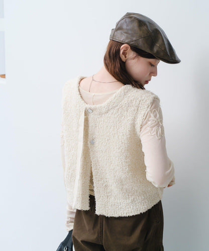 【/S.M尺碼可選】蝴蝶結紗線針織背心