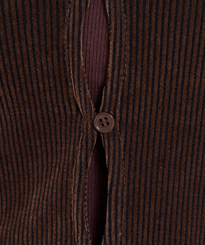 【/2尺碼可選】條紋天鵝絨植絨兩穿開衫