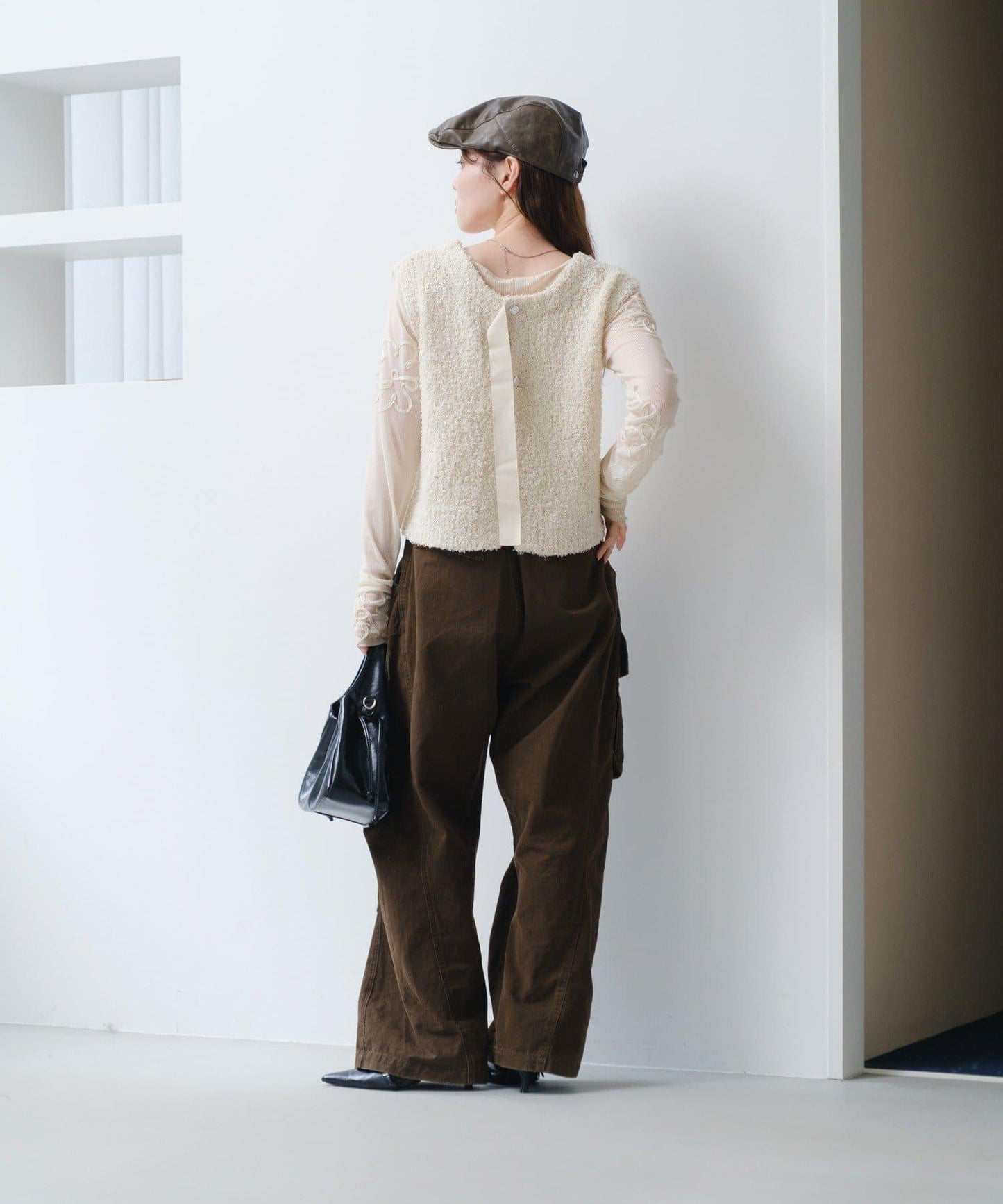 【/S.M尺碼可選】蝴蝶結紗線針織背心