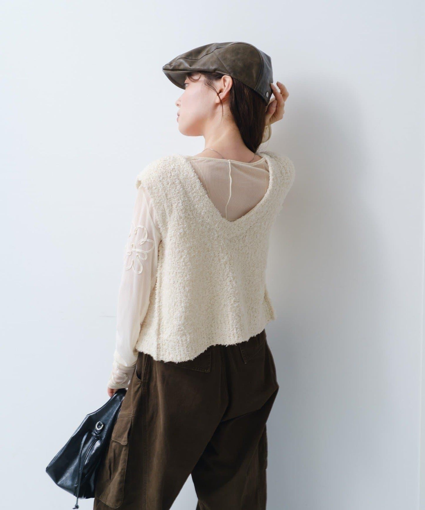 【/S.M尺碼可選】蝴蝶結紗線針織背心