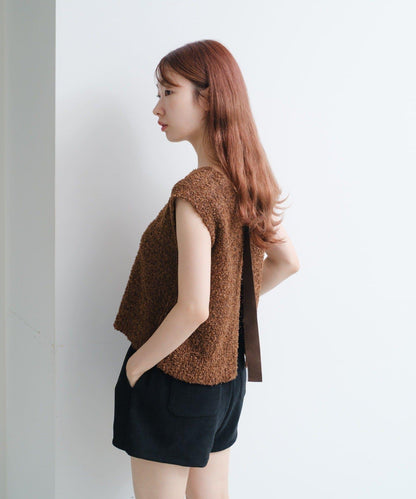 【/S.M尺碼可選】蝴蝶結紗線針織背心