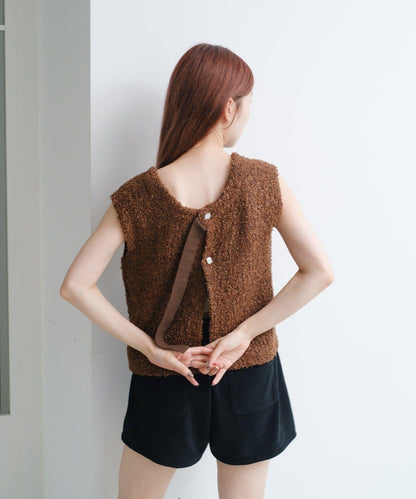 【/S.M尺碼可選】蝴蝶結紗線針織背心