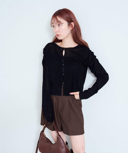 【/2尺碼可選】條紋天鵝絨植絨兩穿開衫