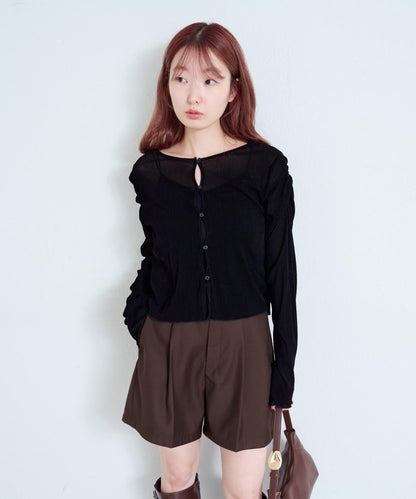 【/2尺碼可選】條紋天鵝絨植絨兩穿開衫