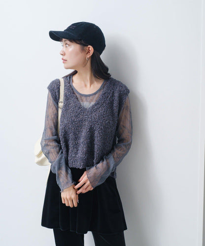 【/S.M尺碼可選】蝴蝶結紗線針織背心