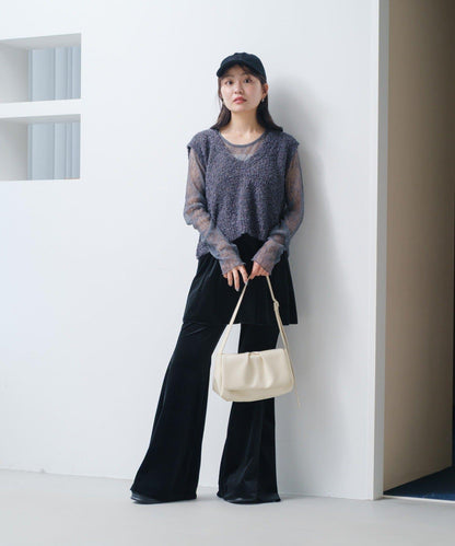 【/S.M尺碼可選】蝴蝶結紗線針織背心