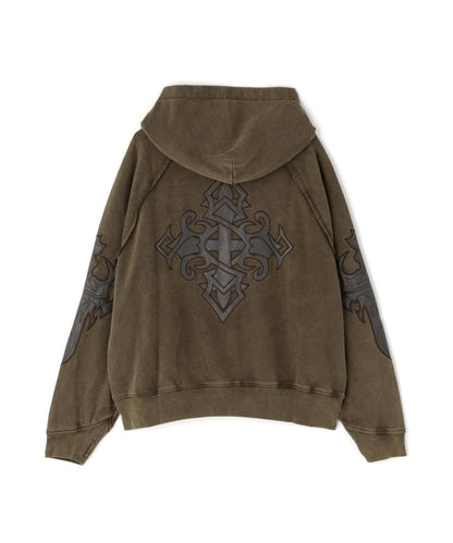 LEATHER PATCH 拉鍊連帽衛衣