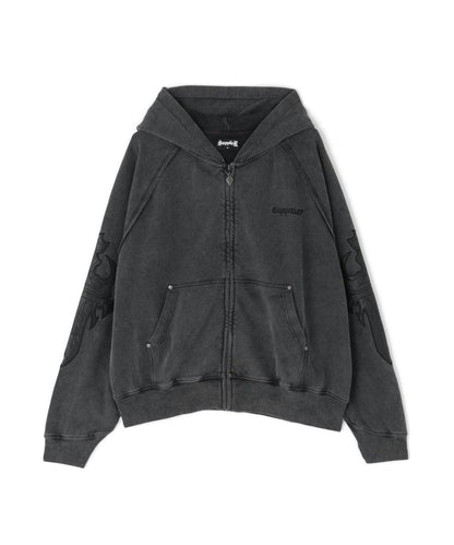 LEATHER PATCH 拉鍊連帽衛衣