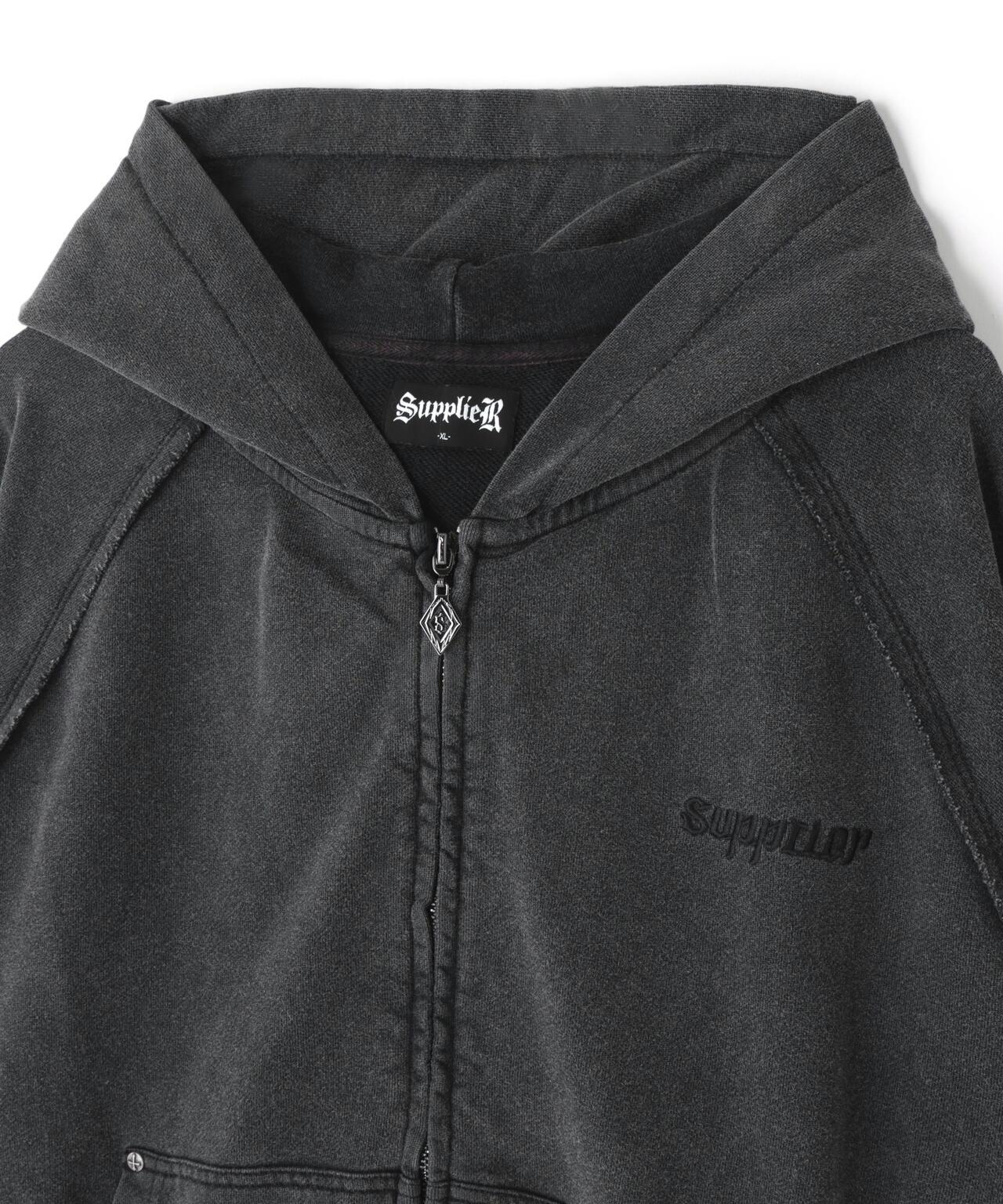 LEATHER PATCH 拉鍊連帽衛衣