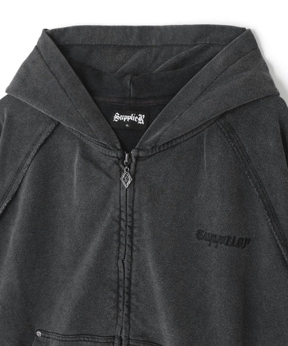 LEATHER PATCH 拉鍊連帽衛衣