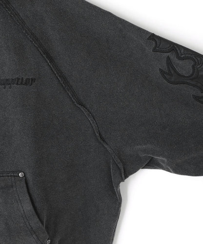 LEATHER PATCH 拉鍊連帽衛衣