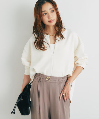 《楽ちんキレイ見え》半拉鍊針織斗篷