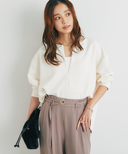 《楽ちんキレイ見え》半拉鍊針織斗篷