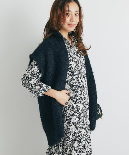 休閒風格仿羊羔絨針織拉鍊馬甲