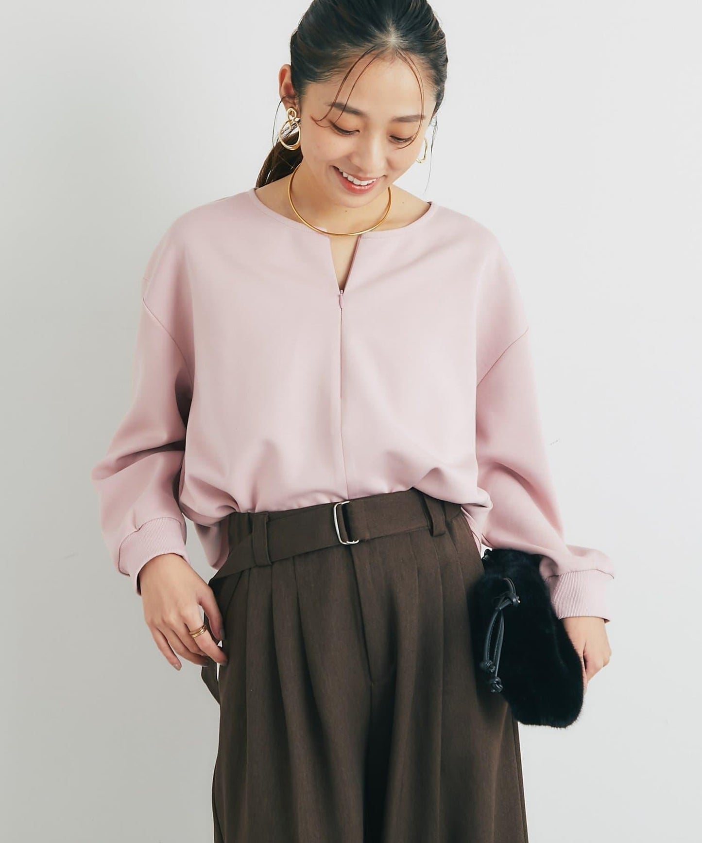 《楽ちんキレイ見え》半拉鍊針織斗篷