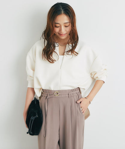 《楽ちんキレイ見え》半拉鍊針織斗篷