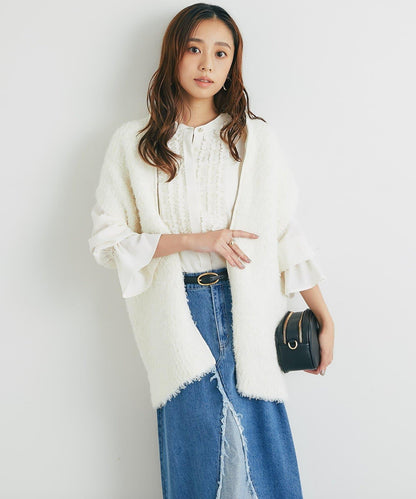 優雅氣質前襟荷葉邊雪紡襯衫