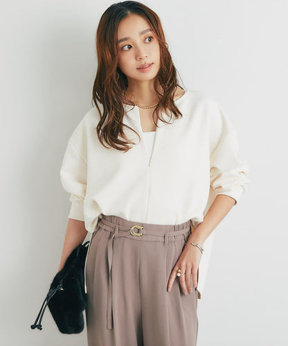 《楽ちんキレイ見え》半拉鍊針織斗篷