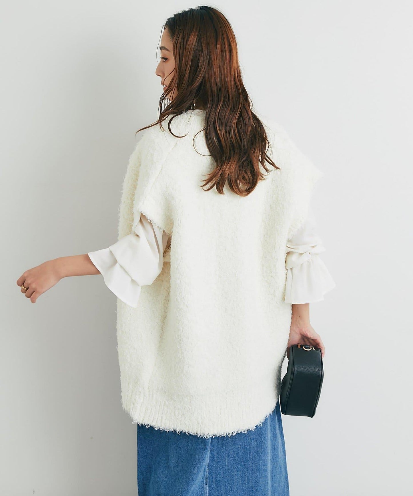 優雅氣質前襟荷葉邊雪紡襯衫