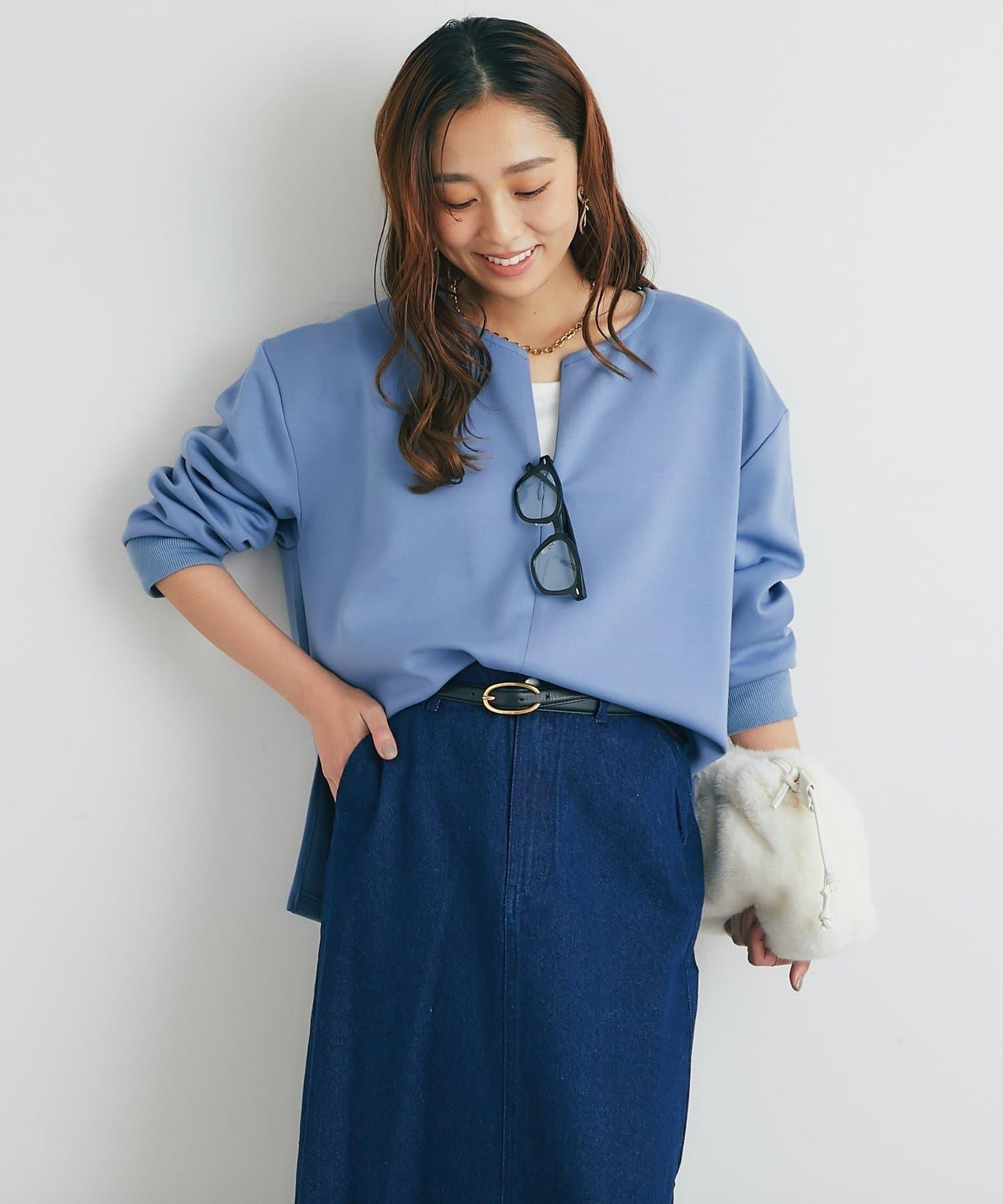 《楽ちんキレイ見え》半拉鍊針織斗篷