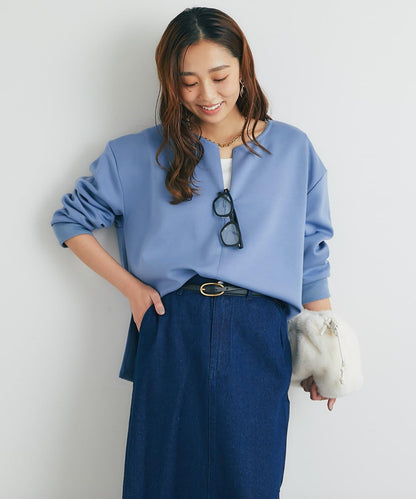 《楽ちんキレイ見え》半拉鍊針織斗篷