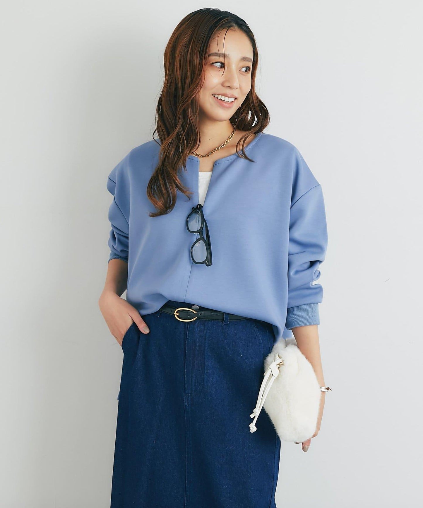 《楽ちんキレイ見え》半拉鍊針織斗篷