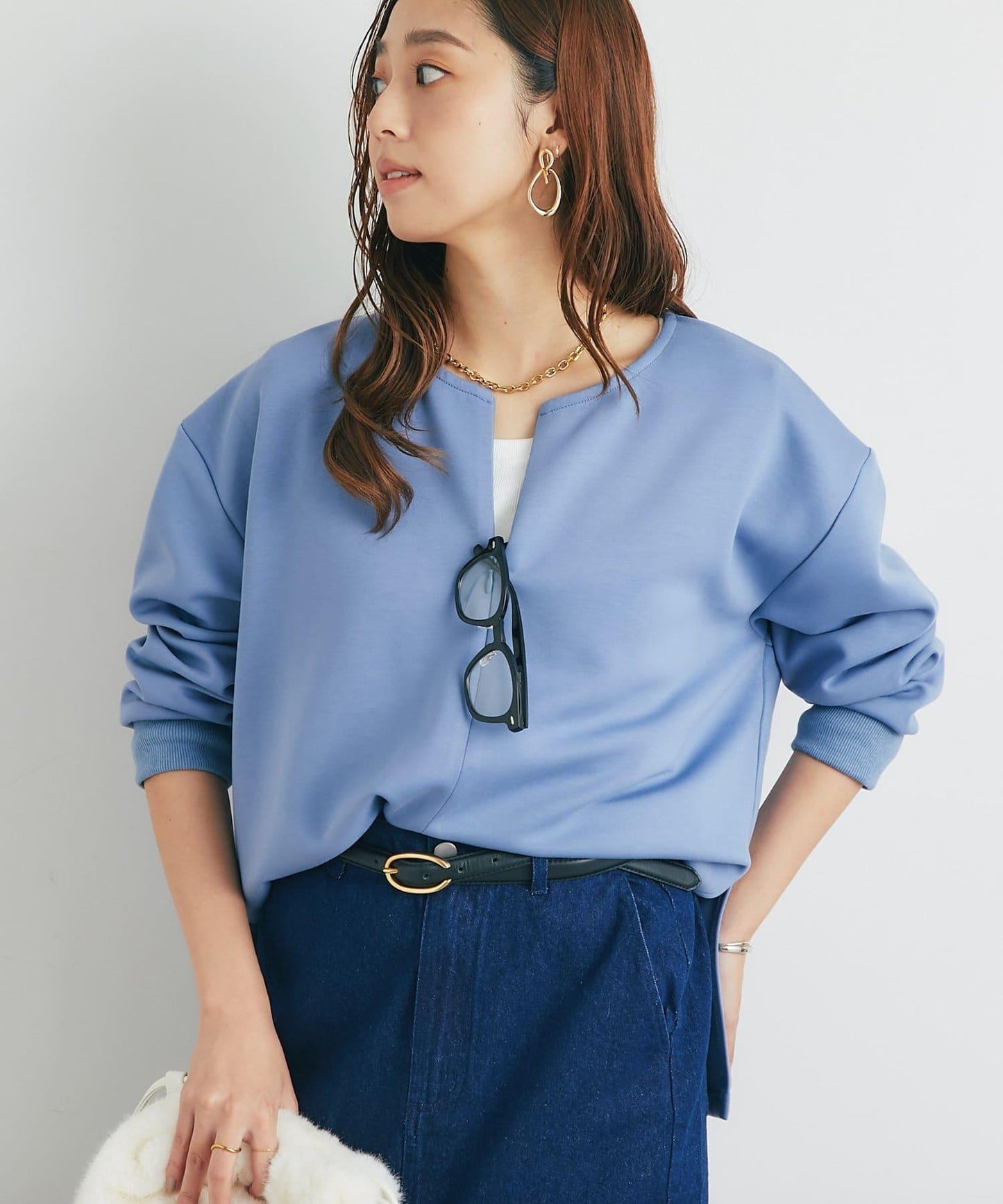 《楽ちんキレイ見え》半拉鍊針織斗篷