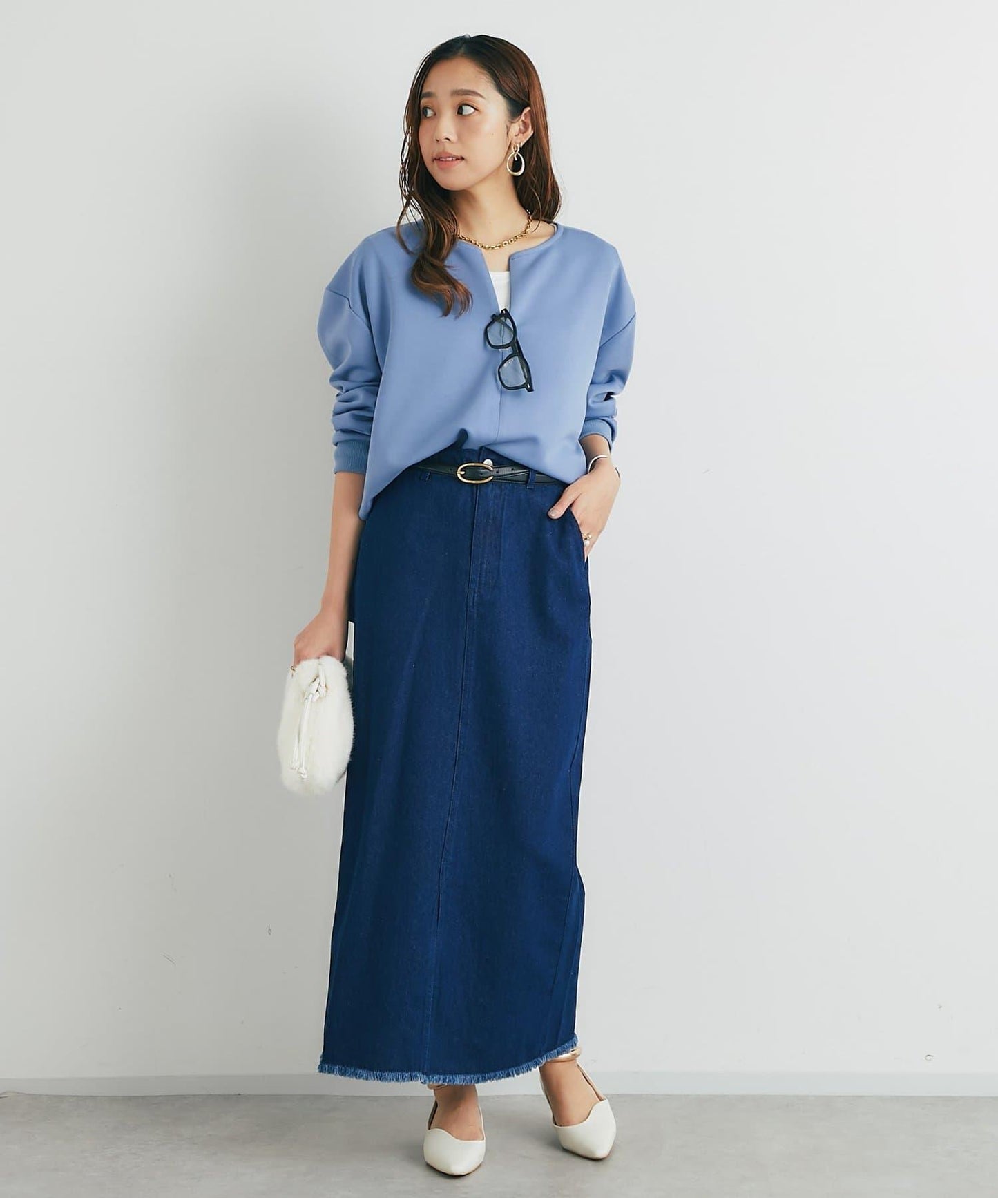 《楽ちんキレイ見え》半拉鍊針織斗篷