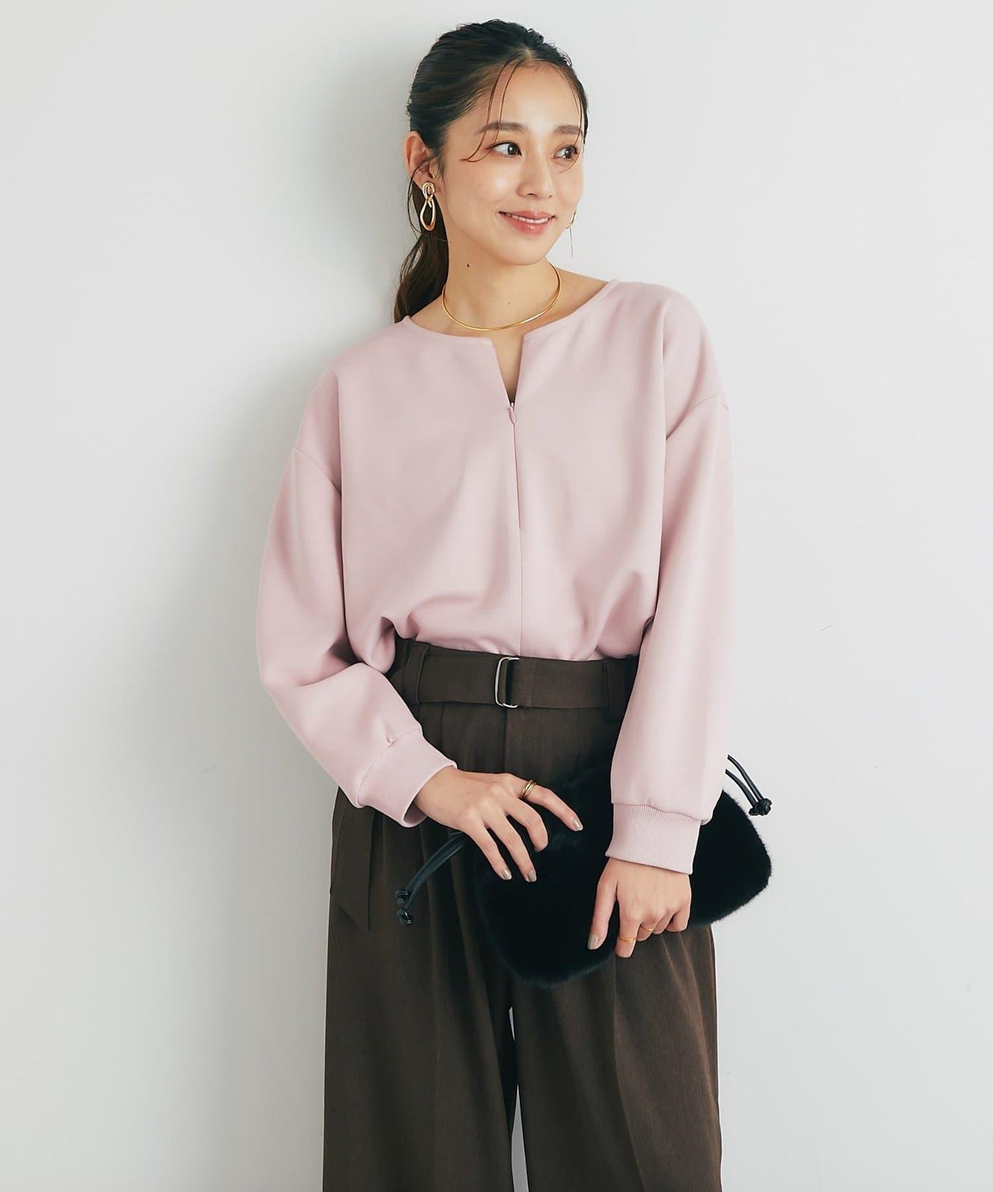 《楽ちんキレイ見え》半拉鍊針織斗篷