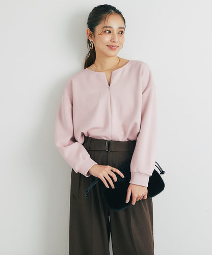 《楽ちんキレイ見え》半拉鍊針織斗篷