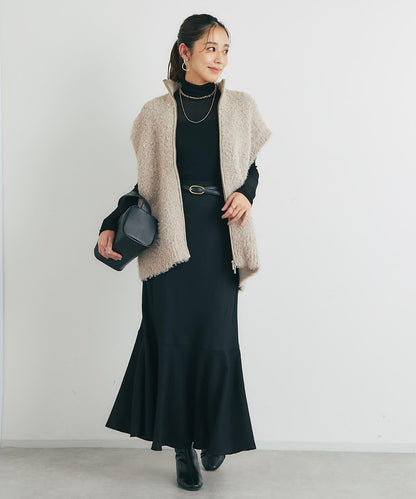 休閒風格仿羊羔絨針織拉鍊馬甲