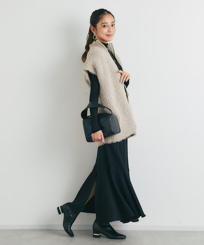 休閒風格仿羊羔絨針織拉鍊馬甲