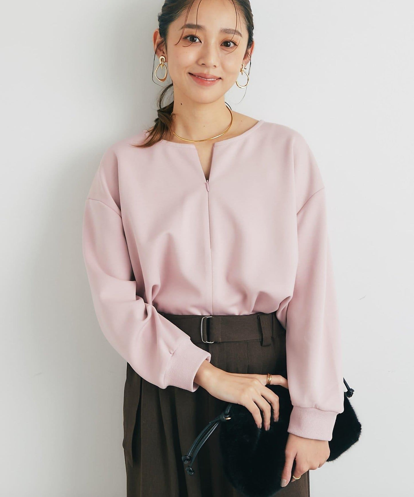 《楽ちんキレイ見え》半拉鍊針織斗篷