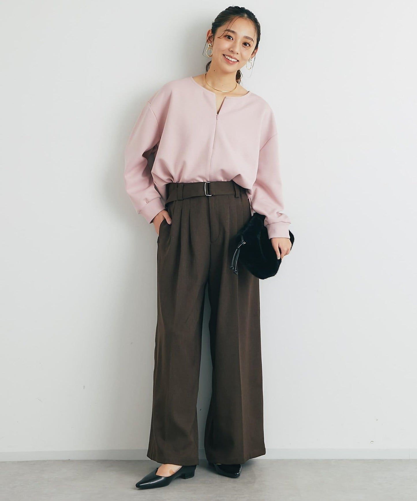 《楽ちんキレイ見え》半拉鍊針織斗篷