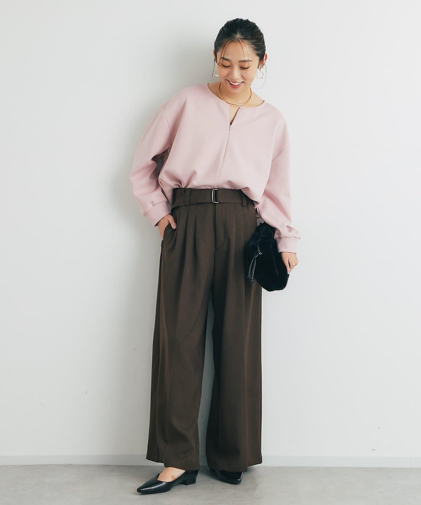 《楽ちんキレイ見え》半拉鍊針織斗篷