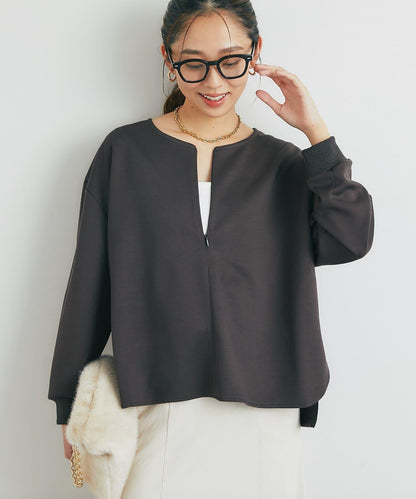 《楽ちんキレイ見え》半拉鍊針織斗篷