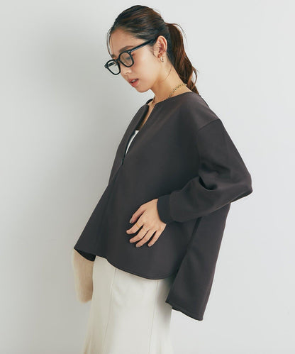 《楽ちんキレイ見え》半拉鍊針織斗篷