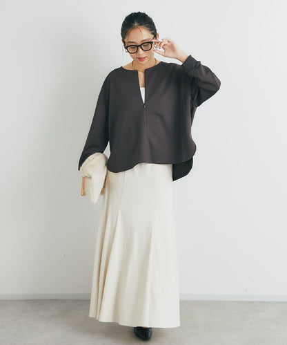 《楽ちんキレイ見え》半拉鍊針織斗篷