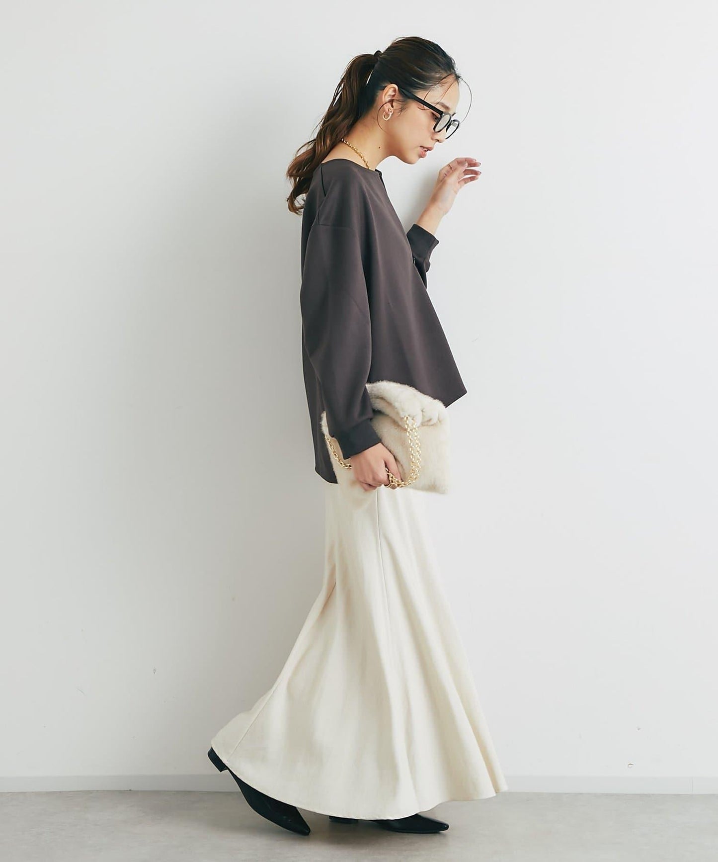 《楽ちんキレイ見え》半拉鍊針織斗篷