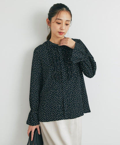 優雅氣質前襟荷葉邊雪紡襯衫