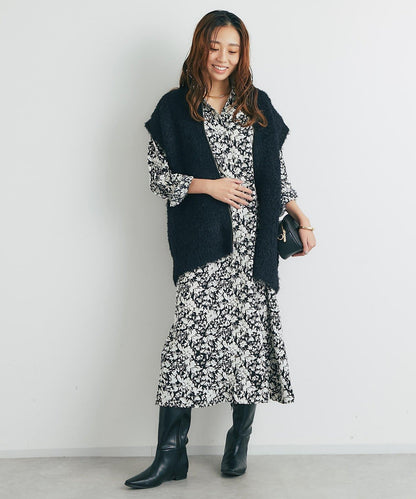 休閒風格仿羊羔絨針織拉鍊馬甲