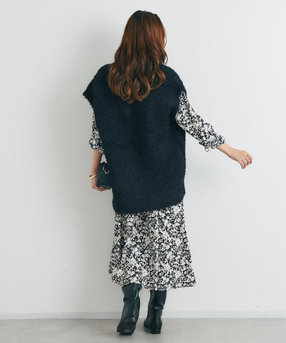 休閒風格仿羊羔絨針織拉鍊馬甲