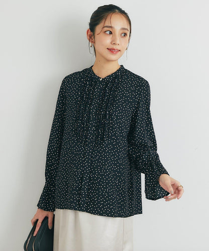 優雅氣質前襟荷葉邊雪紡襯衫