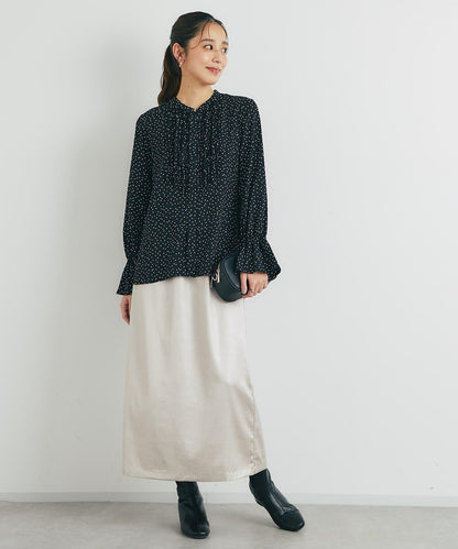 優雅氣質前襟荷葉邊雪紡襯衫