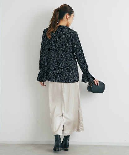 優雅氣質前襟荷葉邊雪紡襯衫