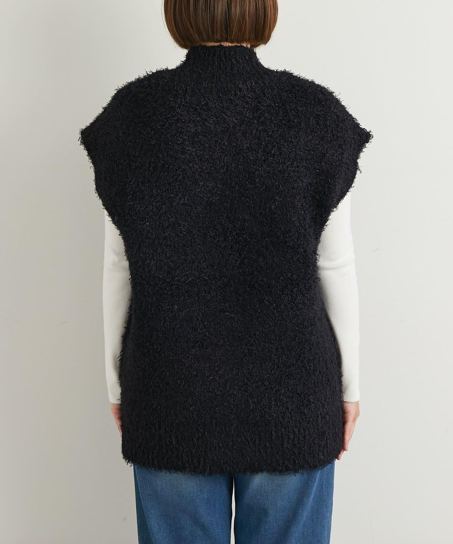 休閒風格仿羊羔絨針織拉鍊馬甲